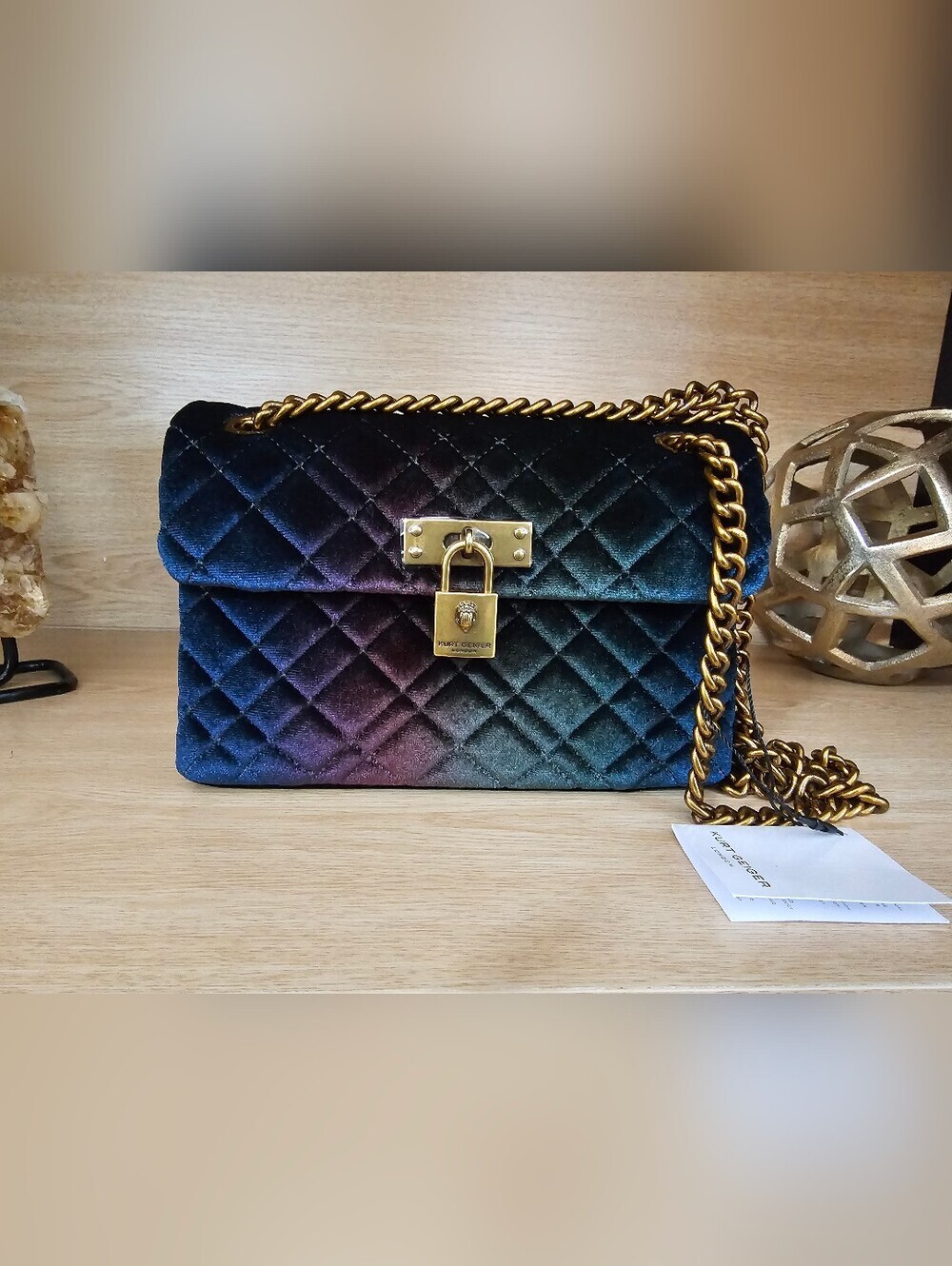 Kurt Geiger London Velvet Lock Multi Color Crossbody Bag.